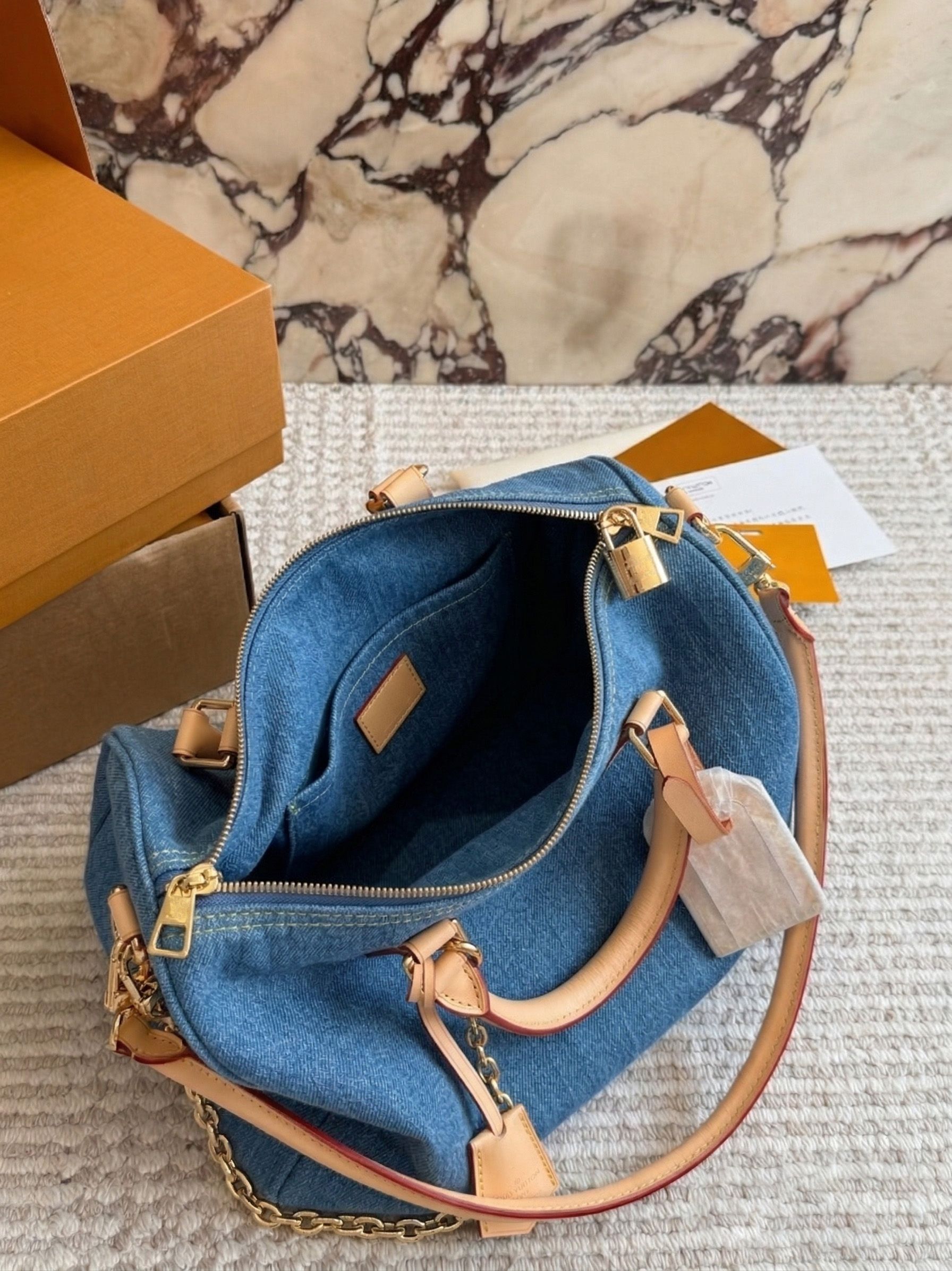 Premium Grade Womens Boston Duffle Bag Genuine Leather Classic Pattern Canvas Shoulder Bag Vintage Boston Crossbody Handbags Tote Fashion Purse Travel Bag PRPU - 7 of 8