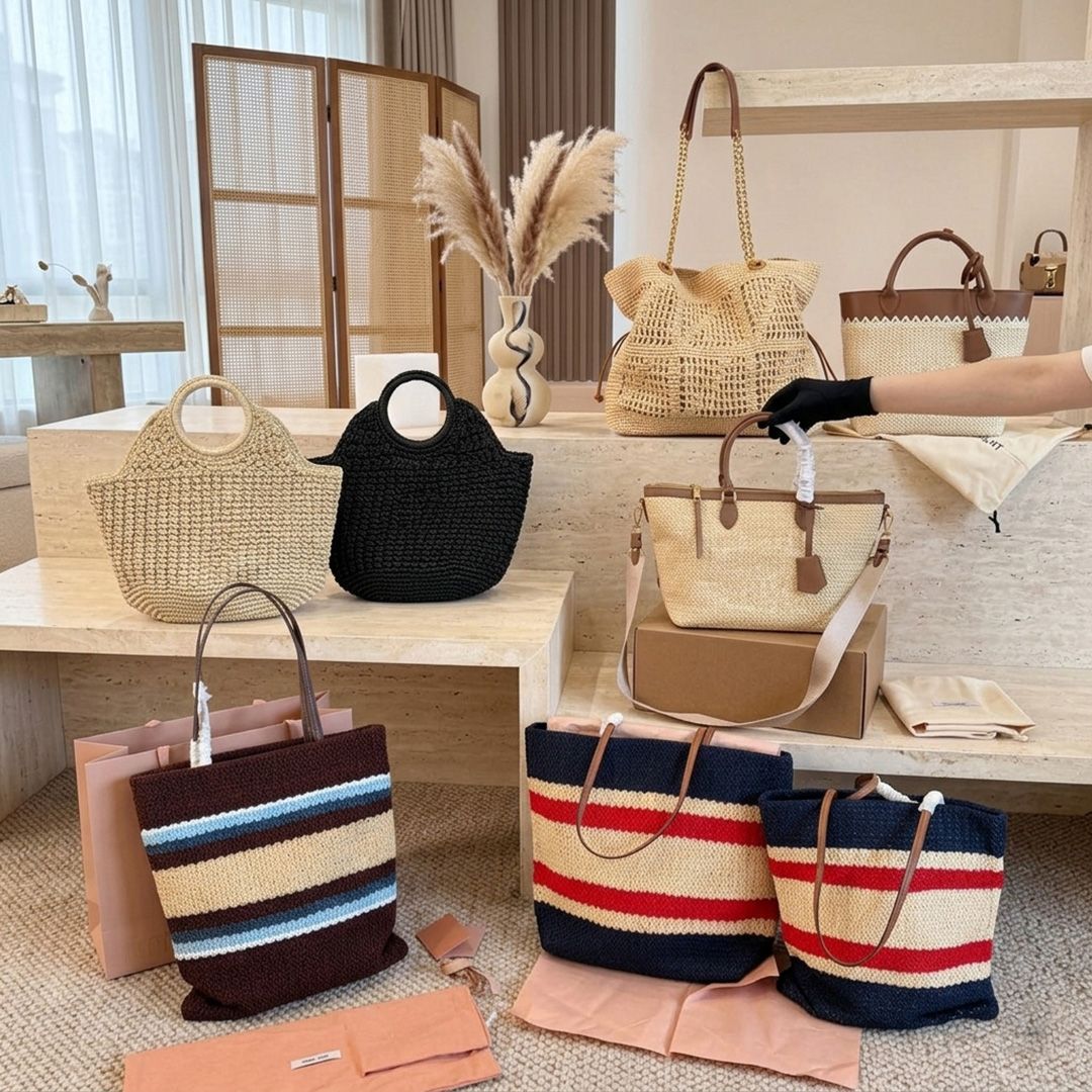 Designer Straw Beach Bags for Women Large Tote Women Crochet Handbags Summer Shoulder Bag Lady Travel Hobo Bag Purses Big Capacity Woven Shopper Holiday Bag PRPU - 1 of 8