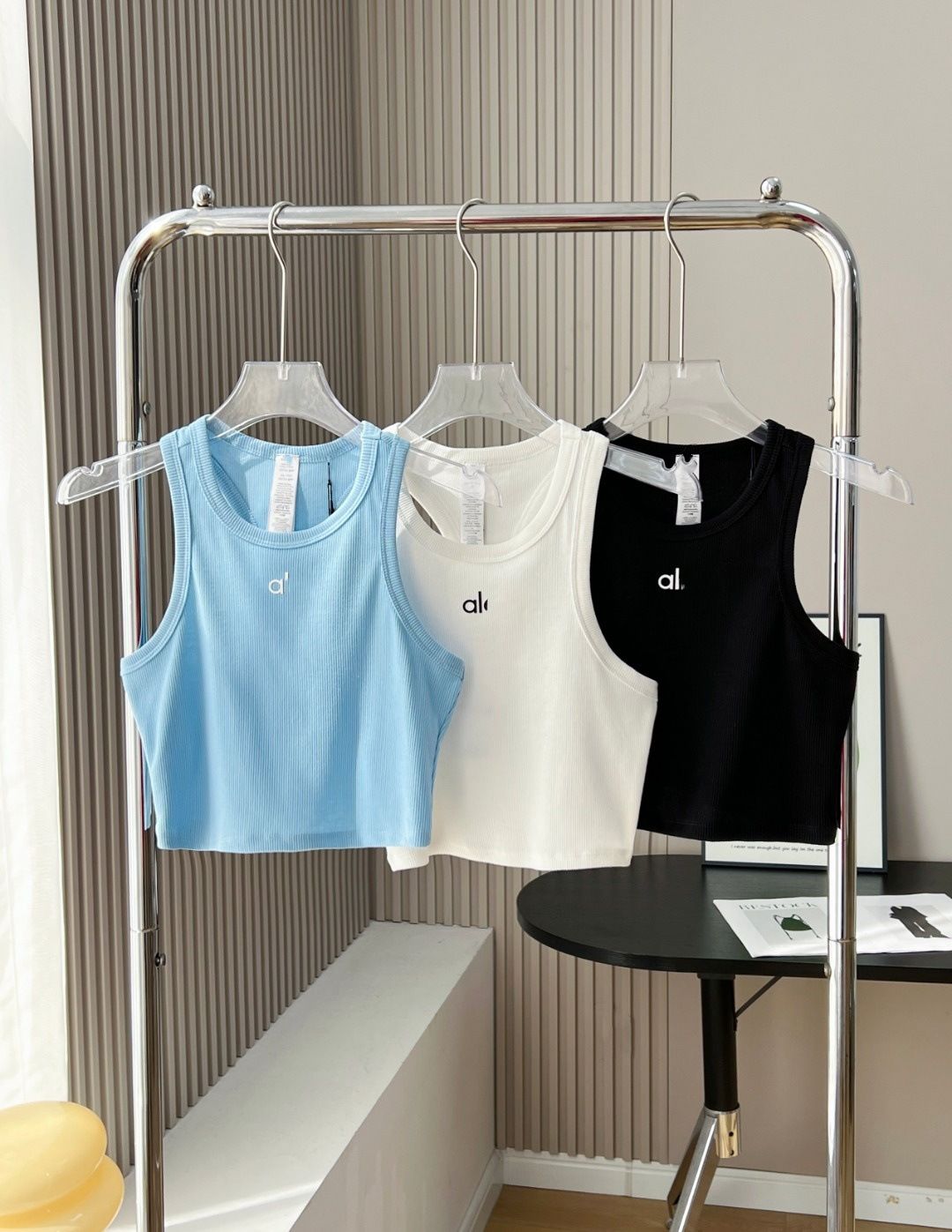 Designer tank top Women's Ribbed Yoga Tank Top Sleeveless Cropped Sports Vest Breathable Fitness Top for Pilates Workout Running - 2 of 8