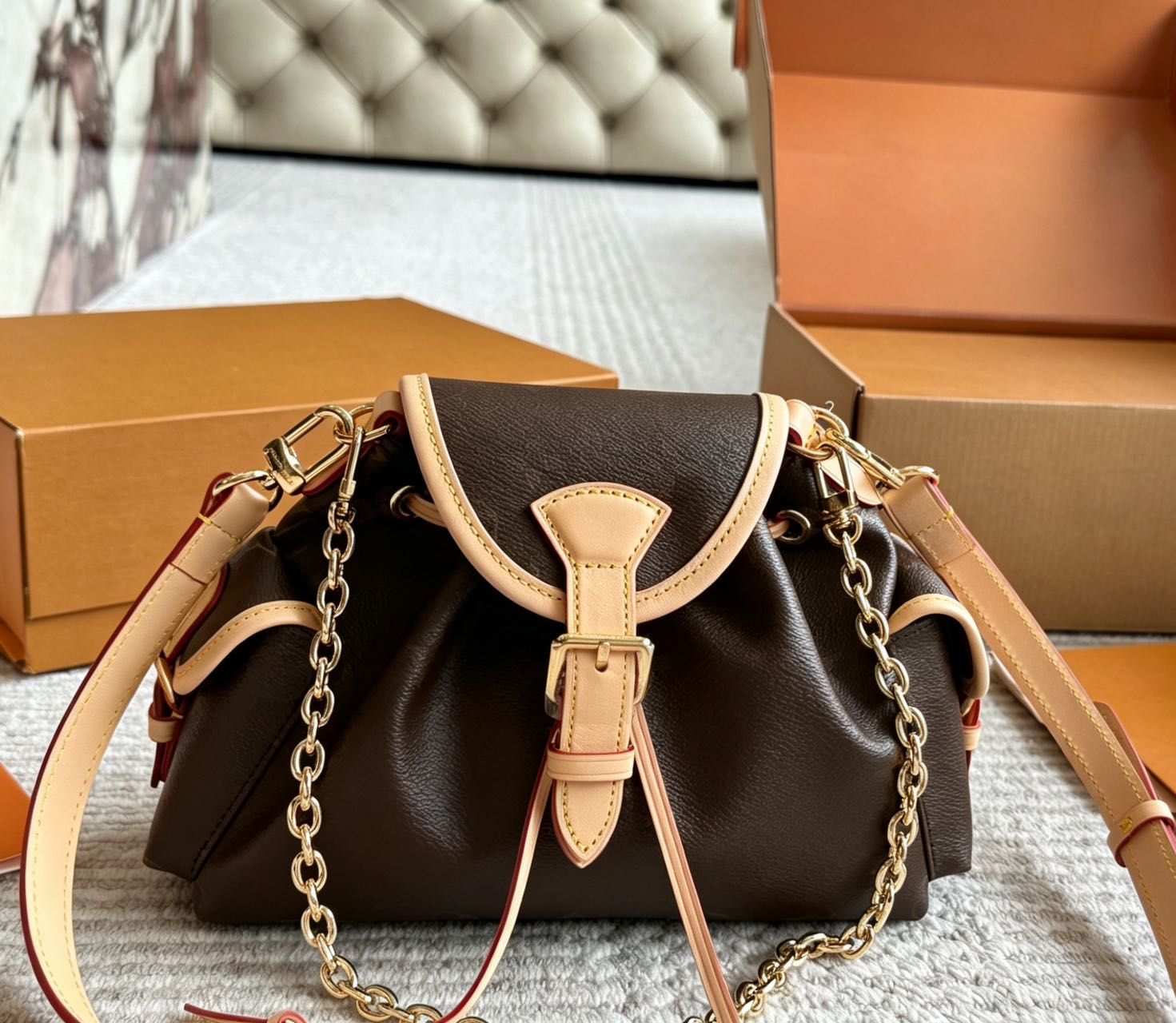 Vintage Designer Bags For Women Luxury Crossbody Handbags Totes Classic Metal Corner Shoulder Purses Retro Box Bag Fashion Messenger Bag With Box Womans Purse PRPU - 6 of 8