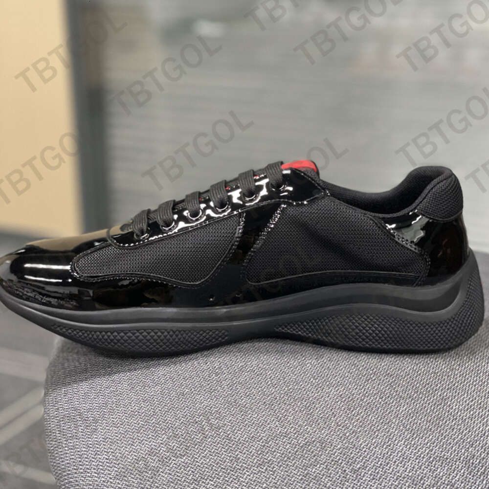 Men Women Patent Leather Black Mesh Lace Up Casual Sneakers Flat Outdoor Sports Running Trainers Shoes Big Size 49 With Box NO53 - 7 of 9