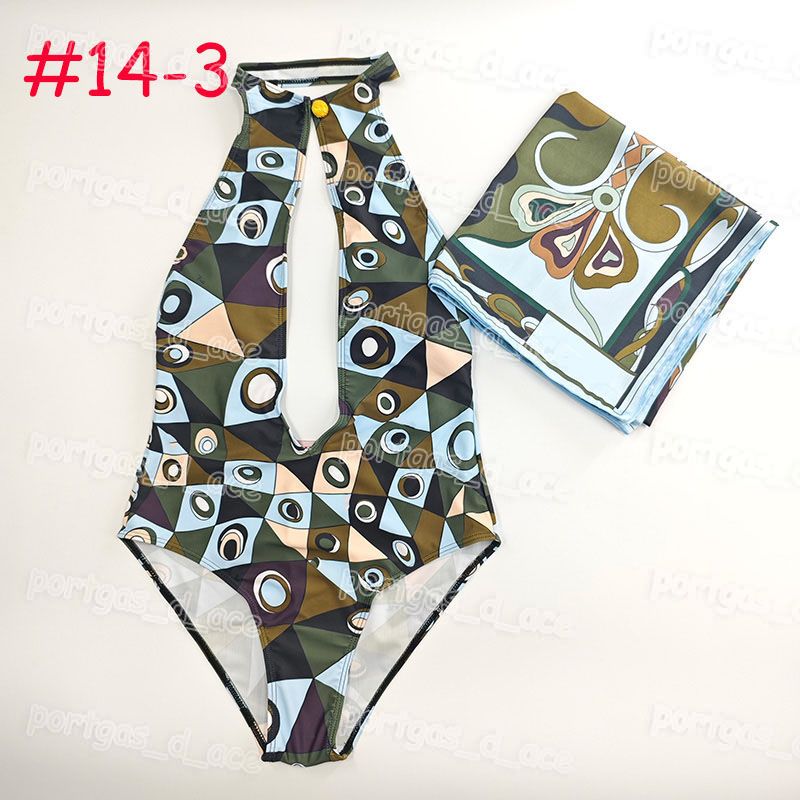 Mixed Prints Bikini Swimwear Headband Scarf Designer Women Sexy V Neck Swimsuits Sarong Skirt Halter Sleeveless Beachwear Beach Holiday Bathing Suits Swimsuit - 4 of 8