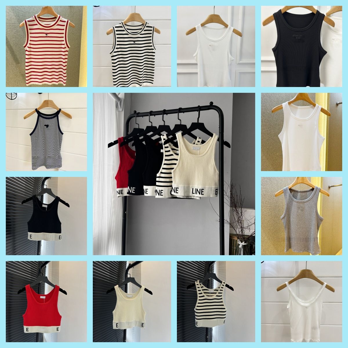 Women's T Shirts Women Tank Top Womens Designer Shirt Black White Strip Letter Summer Short Sleeve Ladies Clothing Size S-L Camis Tops Femme - 2 of 9