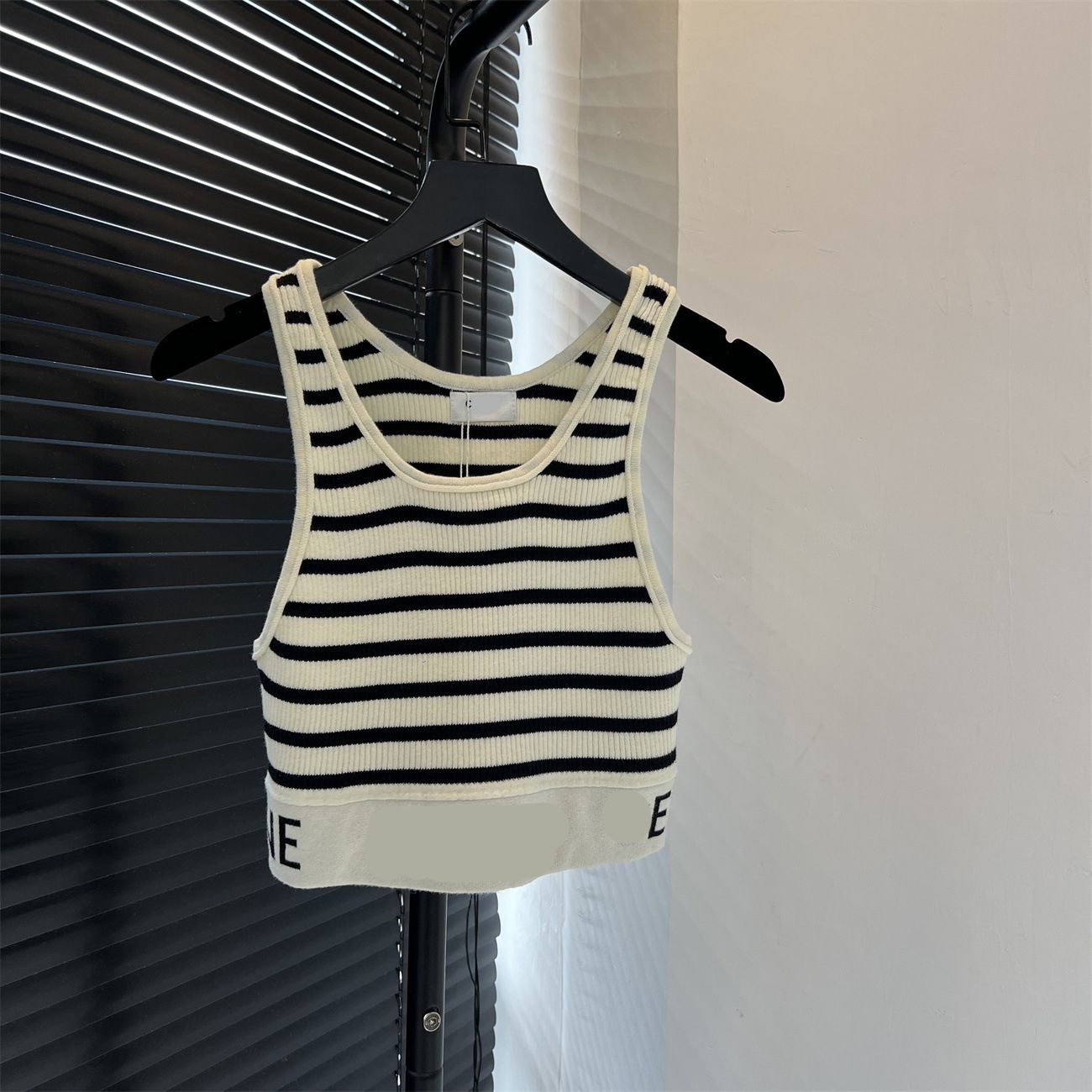 Women's T Shirts Women Tank Top Womens Designer Shirt Black White Strip Letter Summer Short Sleeve Ladies Clothing Size S-L Camis Tops Femme - 4 of 9