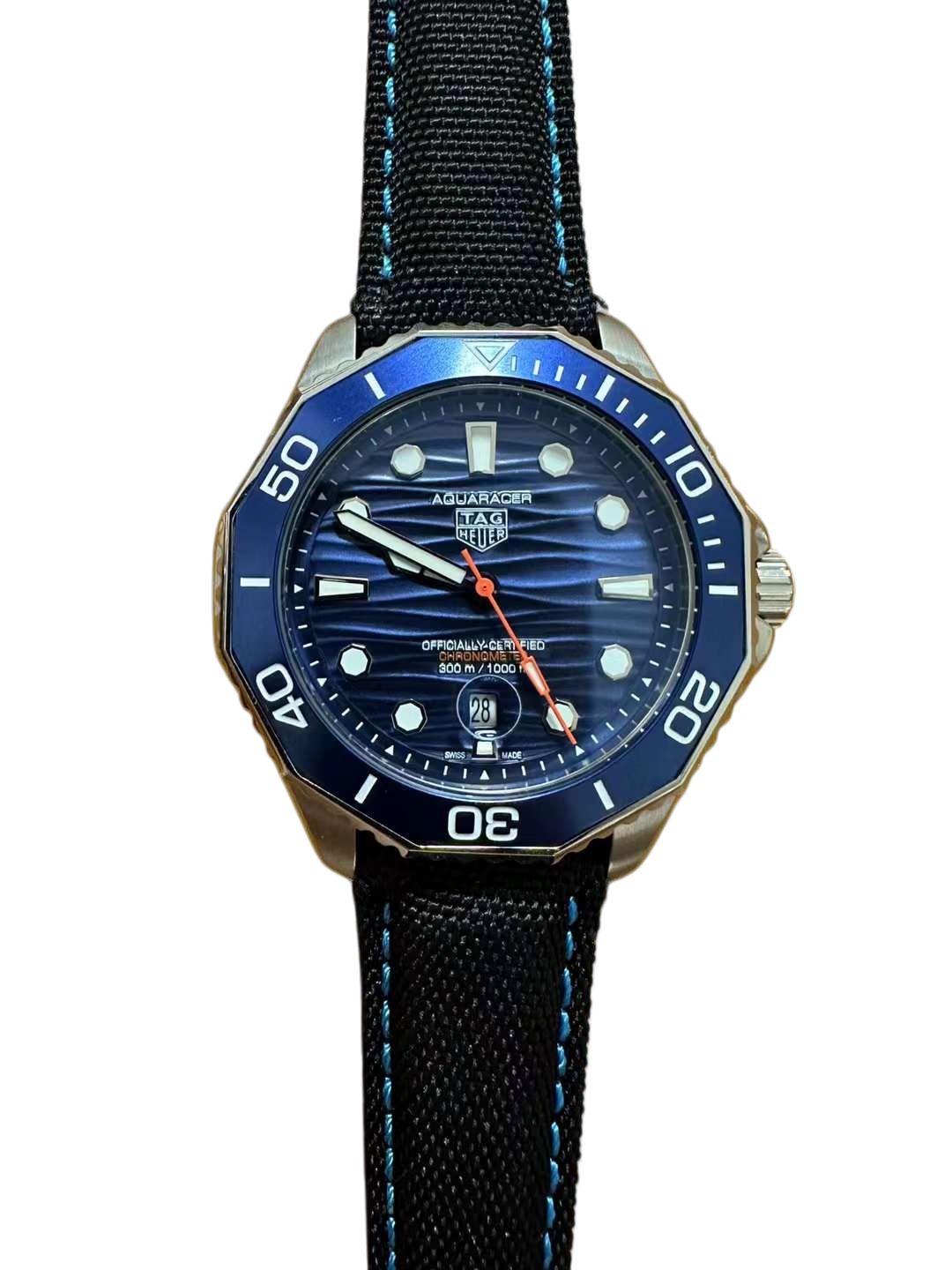 TAG HEUER Aquaracer Professional 300M Automatic Men's Watch Size Stainless Steel Case Leather STRAP Silver Case New - 8 of 8