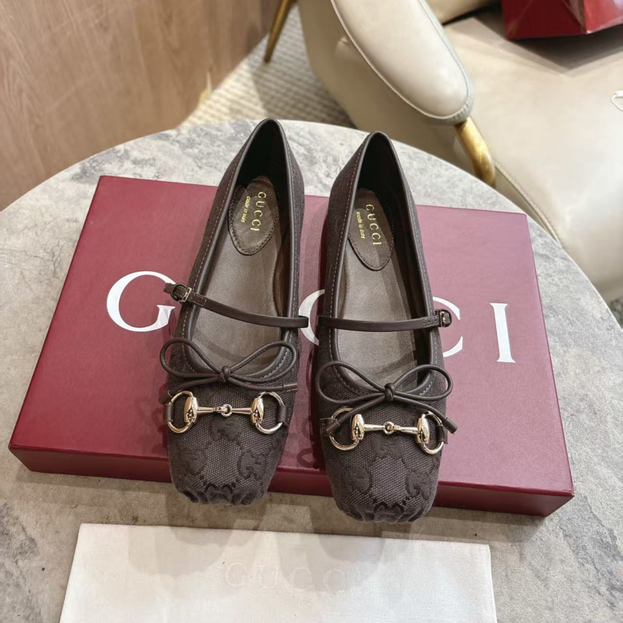 Horsebit Ballet Flat Shoes Designer Shoes Women Dress Fashion Luxury Suede Leather Stin Canvas Pig Nose Square Headbow Mary Jane Shoes - 3 of 8