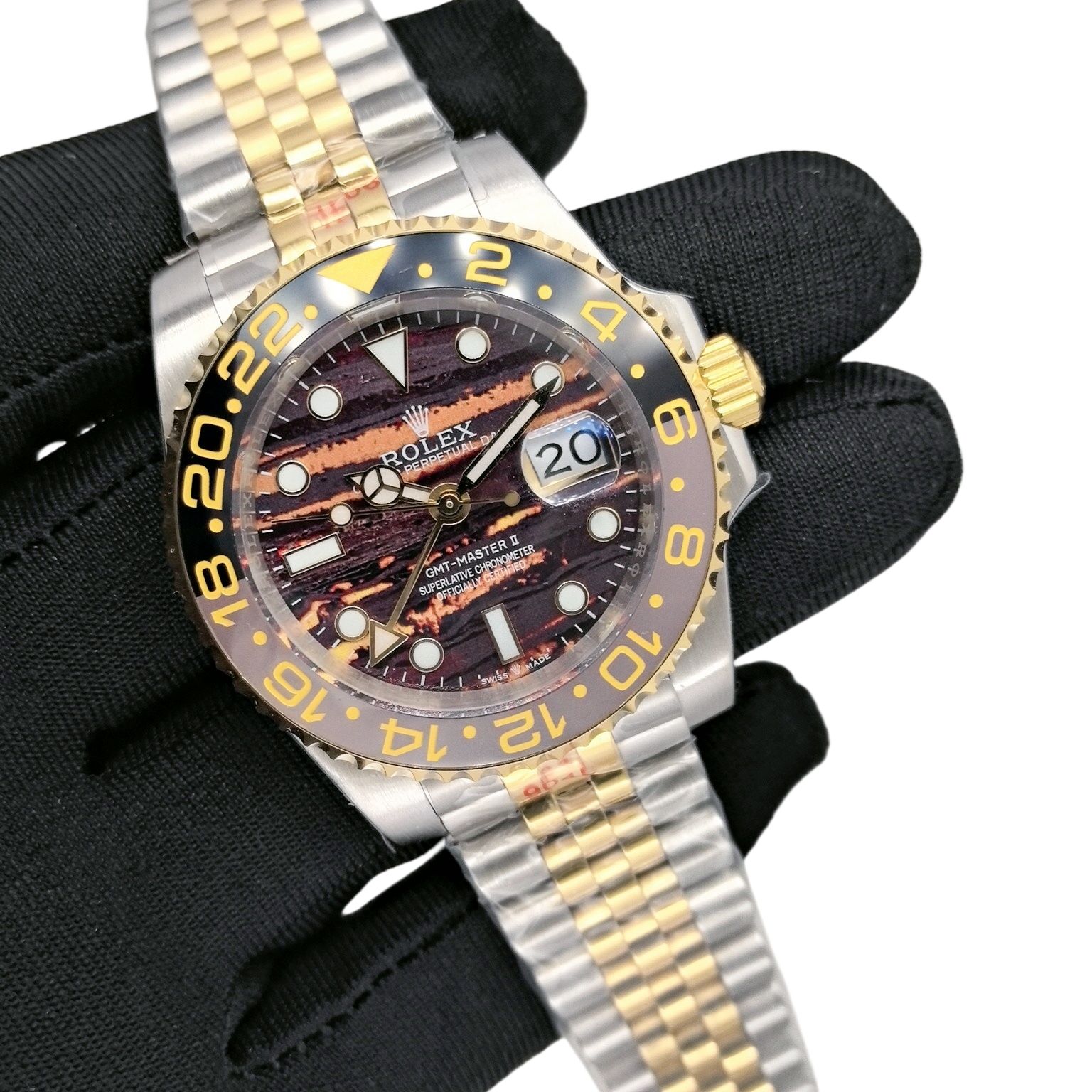 Rolex GMT Master 2 Root Beer 40mm Upgraded Jubilee Strap Automatic Stainless Steel Watch Bezel Men's Watch Sapphire Glass Case New Black Case - 3 of 8