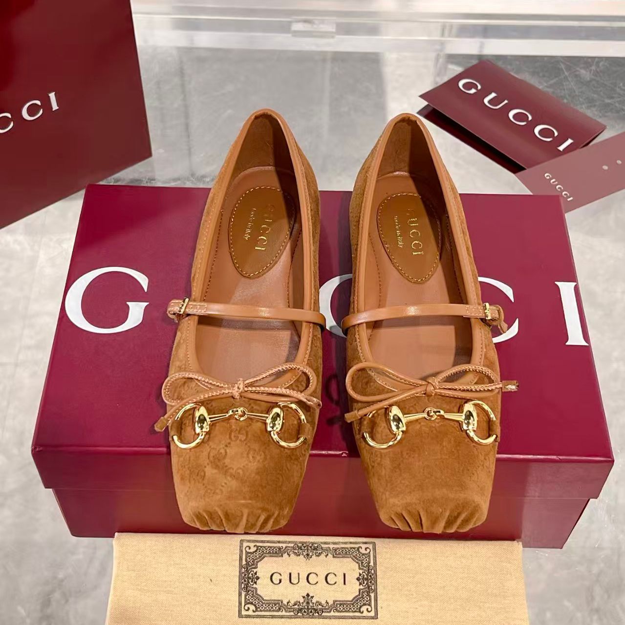 Horsebit Ballet Flat Shoes Designer Shoes Women Dress Fashion Luxury Suede Leather Stin Canvas Pig Nose Square Headbow Mary Jane Shoes - 7 of 8