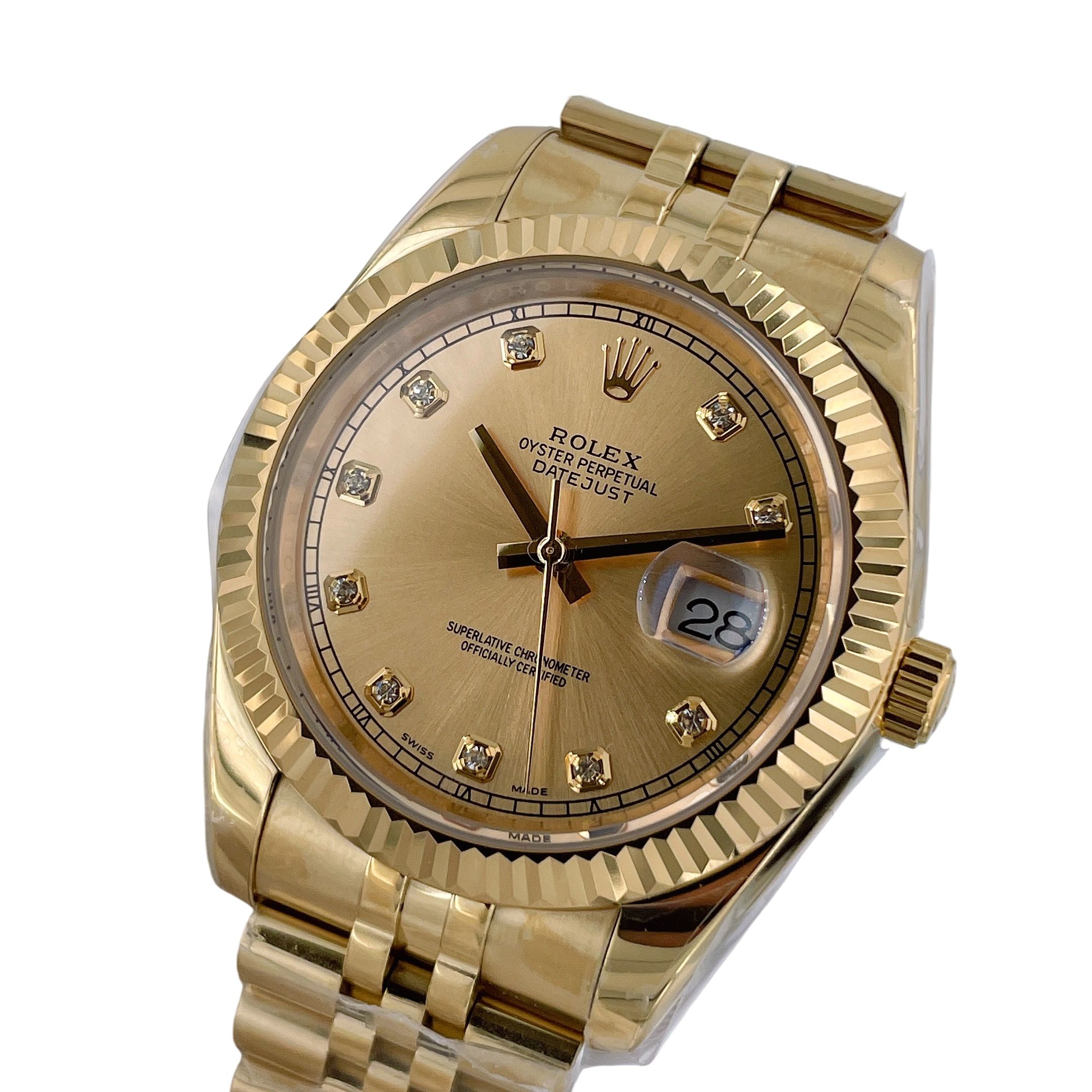 Rolex Gold Datejust Oyster 126334 41mm Upgraded Jubilee Strap Automatic Stainless Steel Watch Bezel Men's Watch Sapphire Glass Case New Black Case - 8 of 8