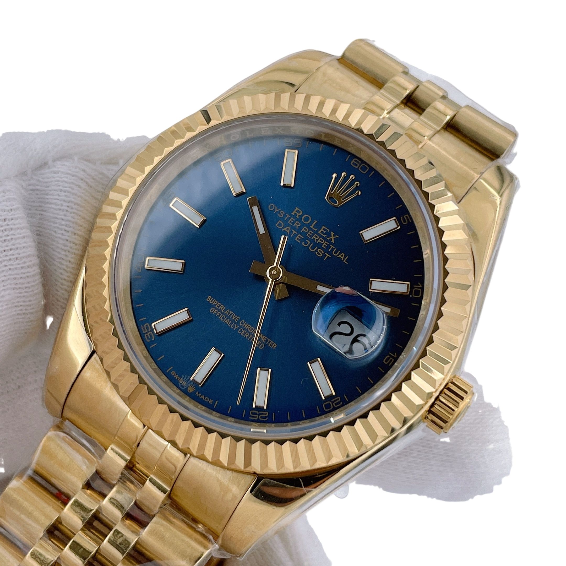 Rolex Gold Datejust Oyster 126334 41mm Upgraded Jubilee Strap Automatic Stainless Steel Watch Bezel Men's Watch Sapphire Glass Case New Black Case - 5 of 8