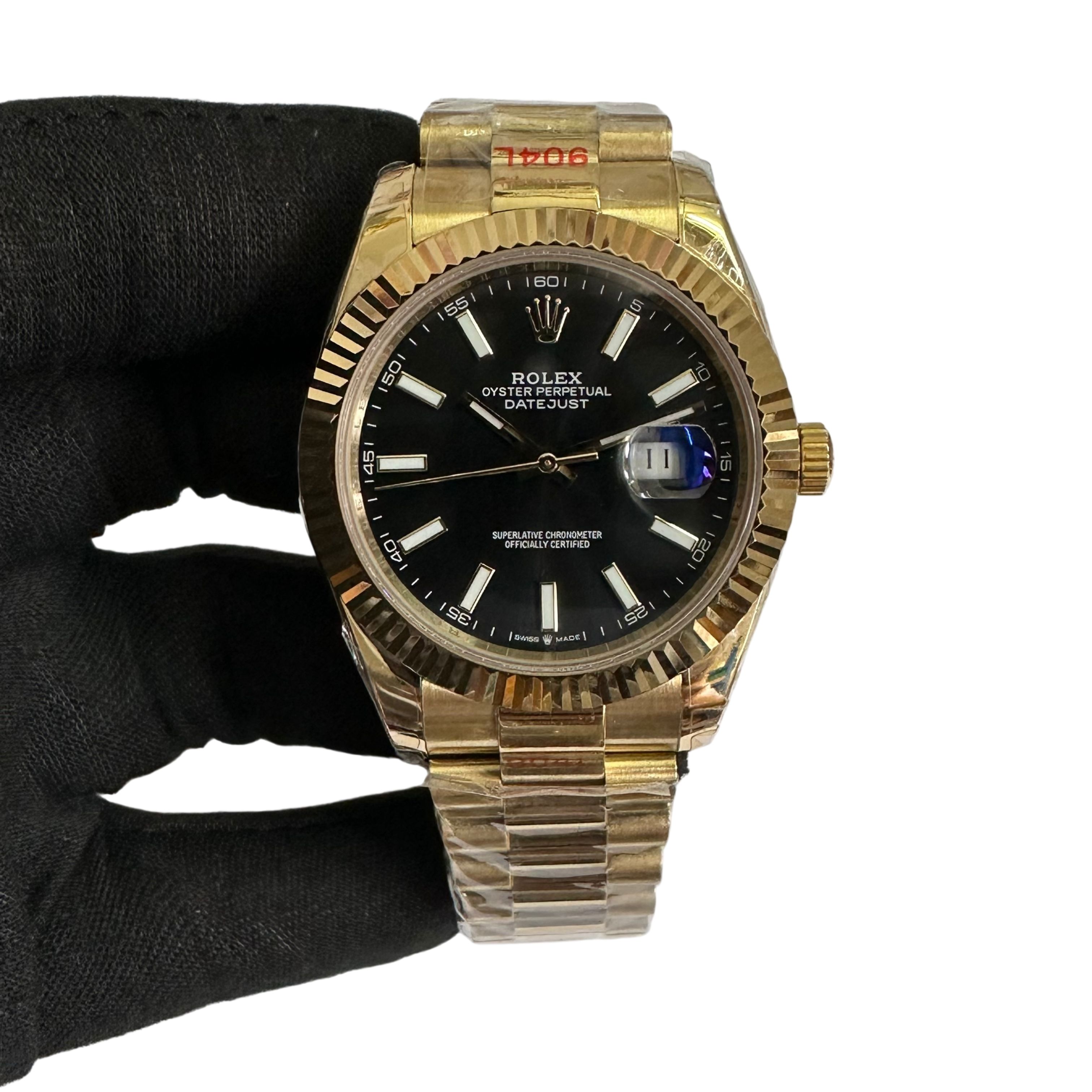 Rolex Gold Datejust Oyster 126334 41mm Upgraded Jubilee Strap Automatic Stainless Steel Watch Bezel Men's Watch Sapphire Glass Case New Black Case - 1 of 8