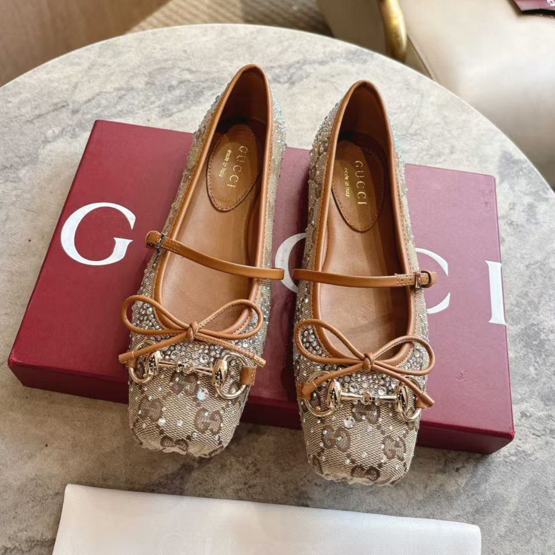 Horsebit Ballet Flat Shoes Designer Shoes Women Dress Fashion Luxury Suede Leather Stin Canvas Pig Nose Square Headbow Mary Jane Shoes - 4 of 8