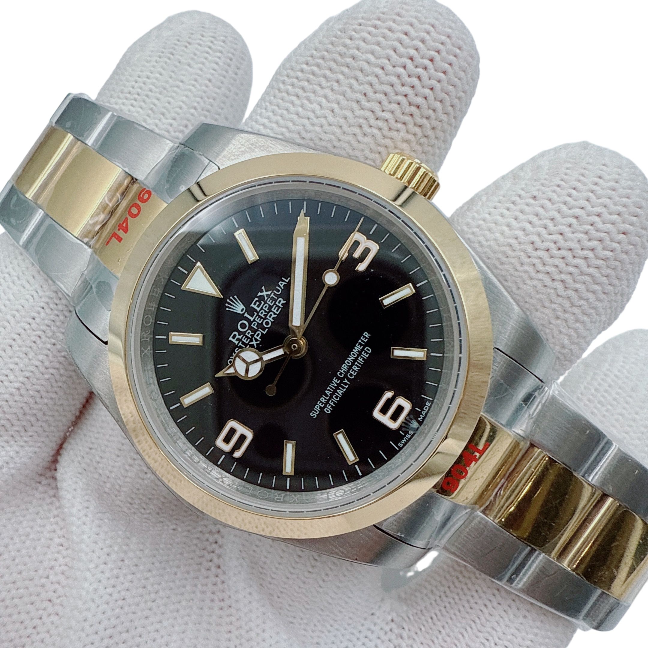 U1 Rolex Explorer Upgraded Jubilee Strap Automatic Stainless Steel Watch Bezel Men's Watch Sapphire Glass Case New Black Case - 7 of 8