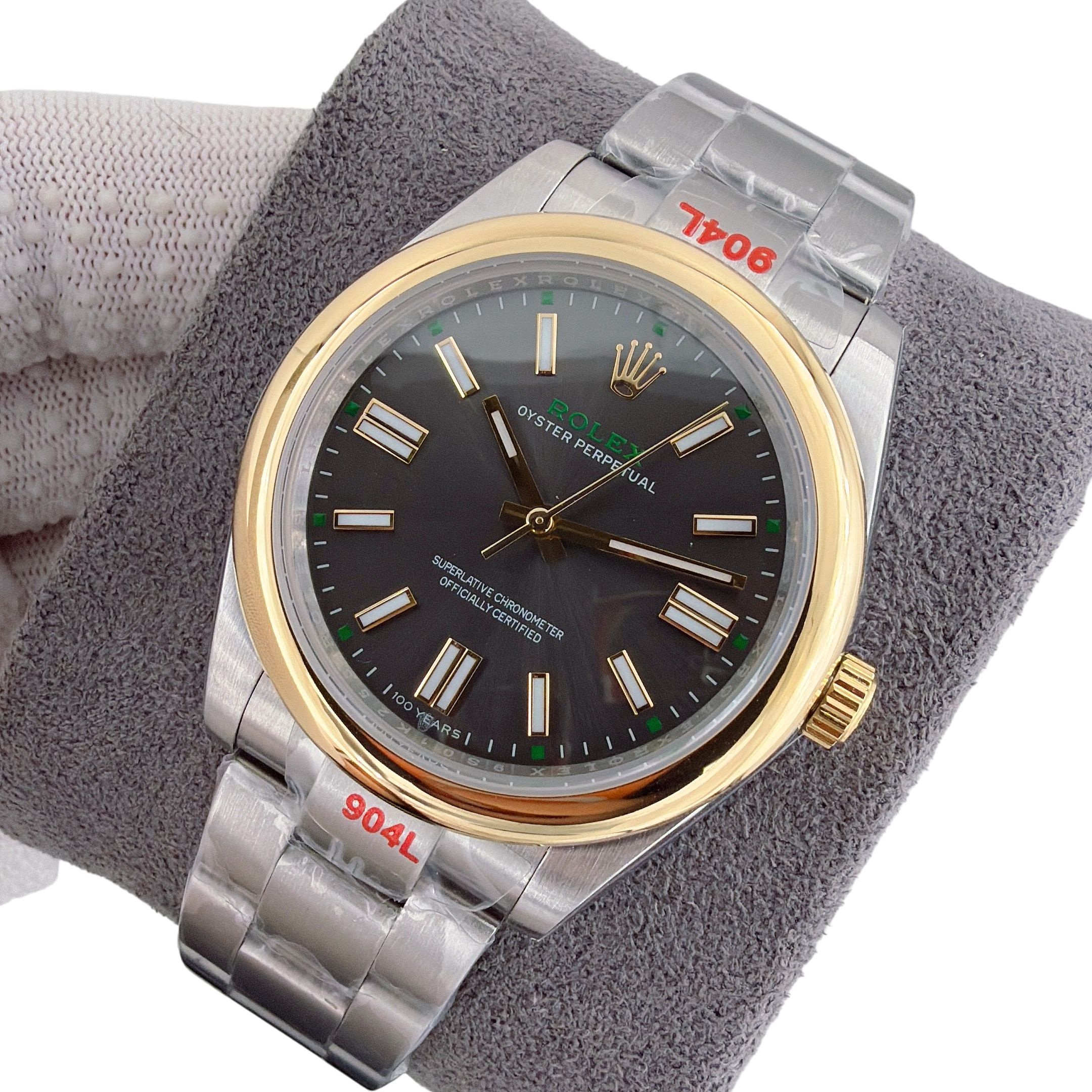U1 Rolex Oyster Perpetual 100TH Automatic Stainless Steel Watch Bezel Men's Watch Sapphire Glass Case New Black Case - 1 of 8