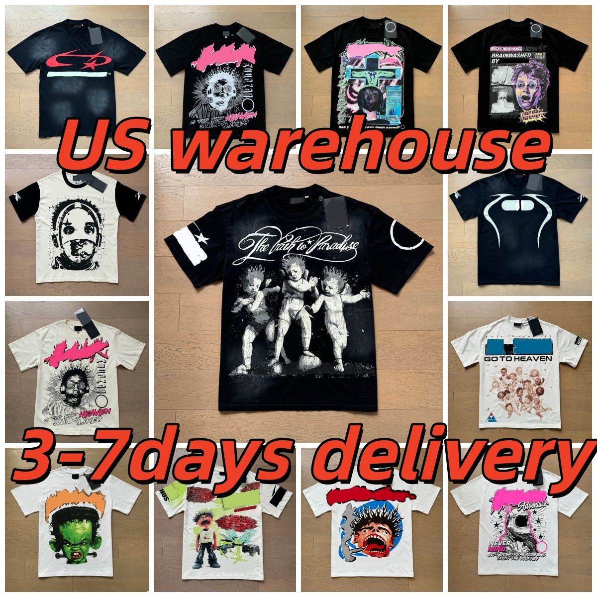 High quality designer graphic shirt Mens short sleeve designer with NFC scan new womens wash street loose round neck casuas High Streets Trendl mens shirts - 2 of 5