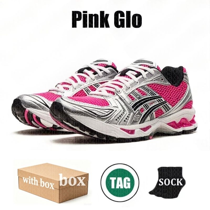with box designer shoes asices gels nyc1130 k14 running shoes Japan kayano14es Metallic Silver Gold Chrome Toe Pink Foam Blue Tint mens womens outdoor sneakers 36-47 - 2 of 8