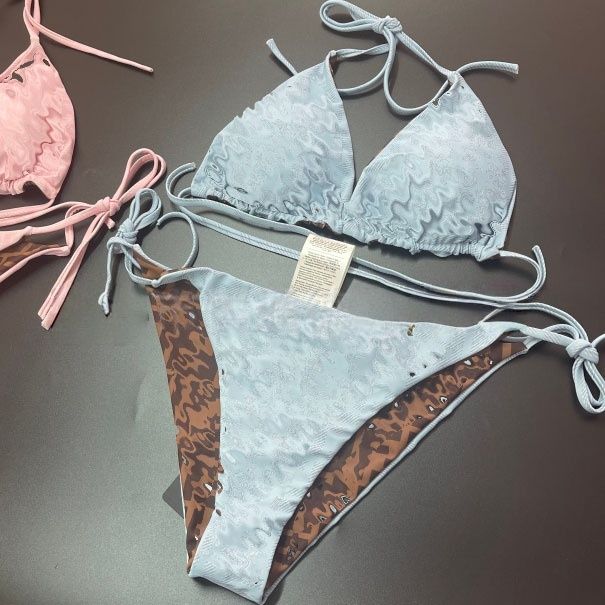 Designer Womens Bikini Swimwear Luxury Design Summer Vacation Sexy One Piece Swim suit Womens Beach Slim Bikini Two Pieces Set - 3 of 6