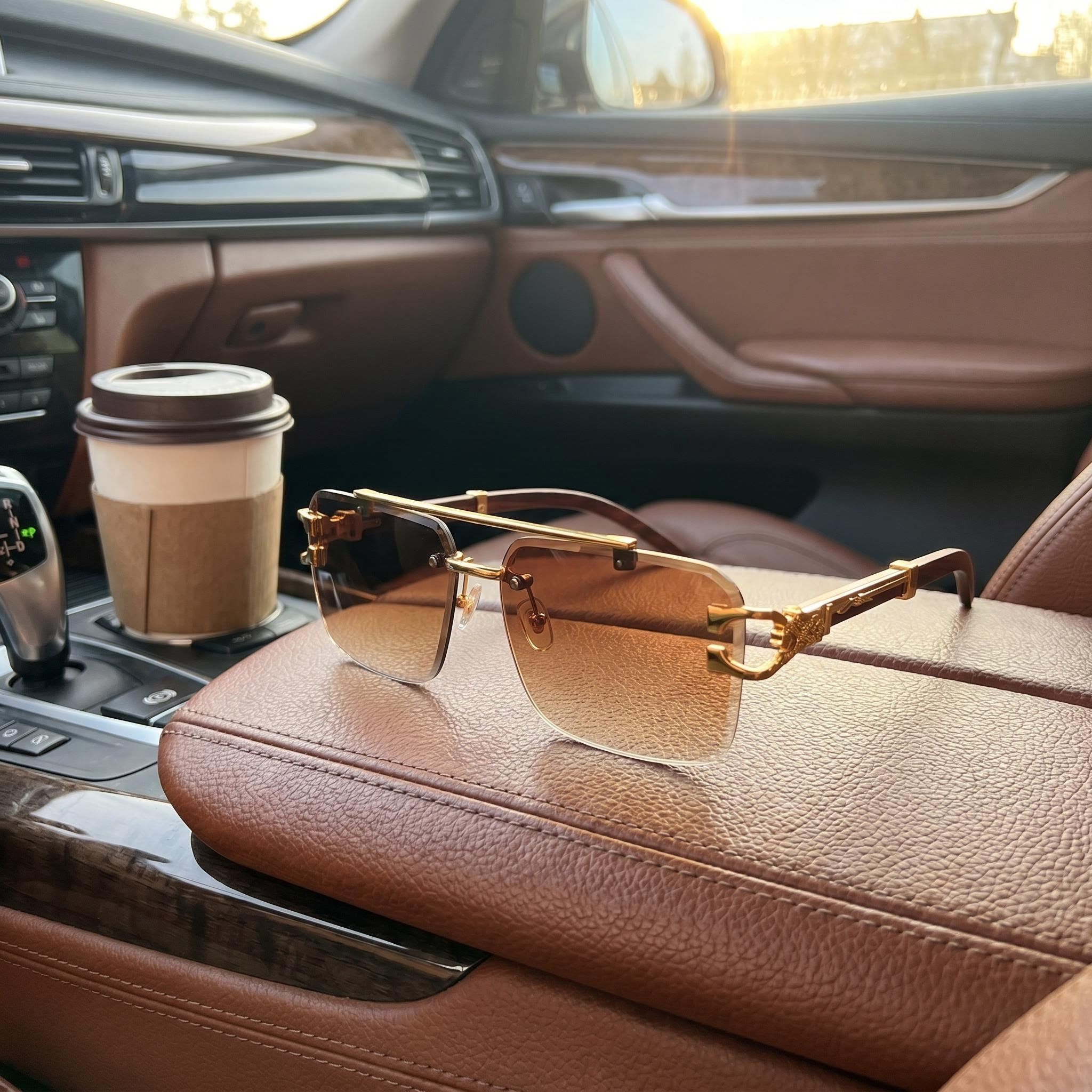 With Box Luxury Men Sunglasses for Women Designer 7234 Diamond Cut Lenses Gold Frame Square Buffalo Sun Glasses UV400 Outdoor Driving Shades 3-7 Days Fast Delivery - 6 of 9