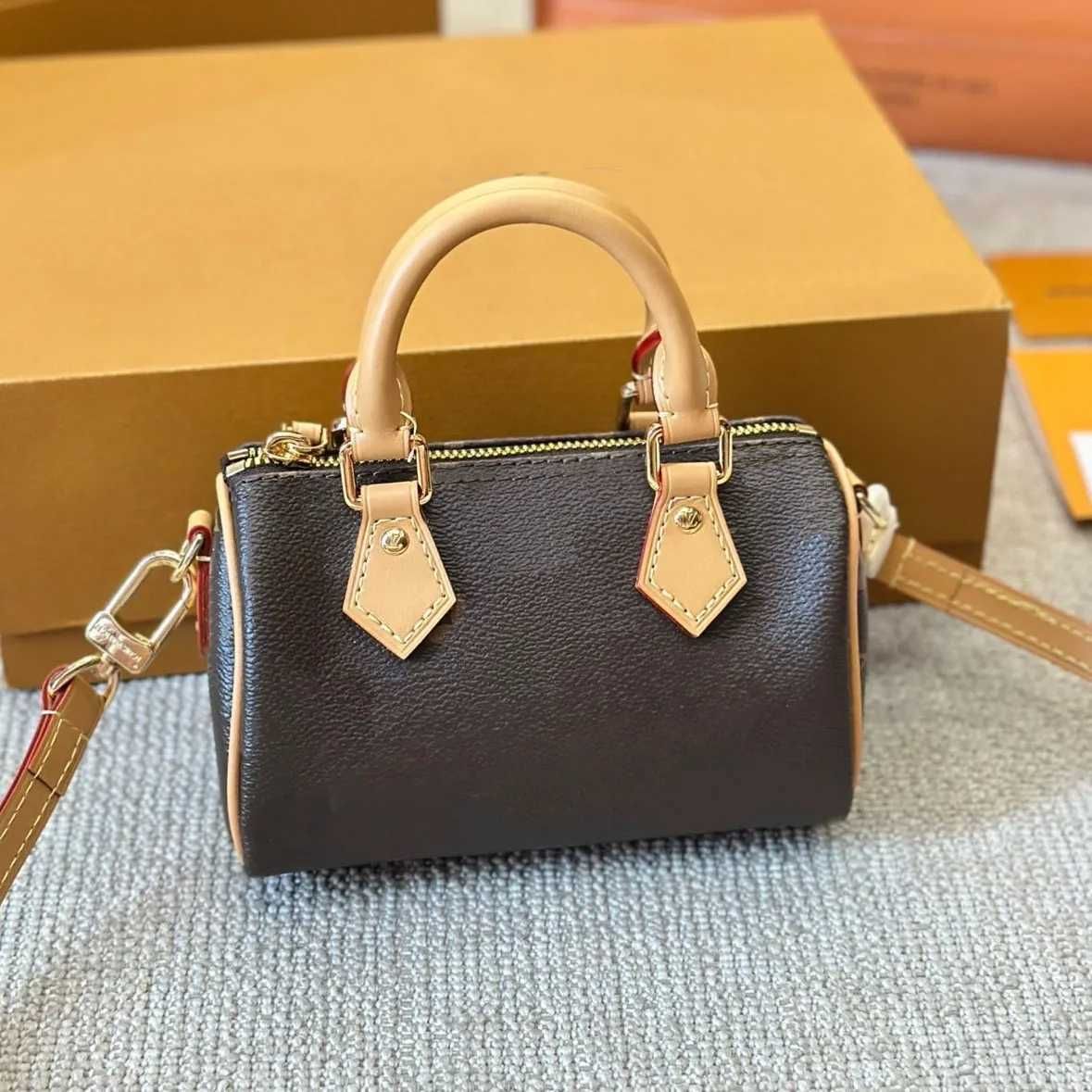 Shoulder Bags Top Designer Mini Nano 16cm Shoulder Bag Women Leather Denim Crossbody Luxury Brand Embossed Tote Purse Brown Flower Handbag billfold98 - 2 of 4