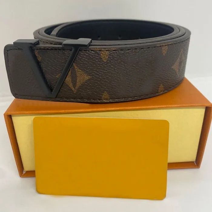 Casual mens belt Fashion Mens belt womens designer belt Daily business leather belts Metal smooth buckle ceinture Size 100cm-125cm optional Box With Box - 3 of 7