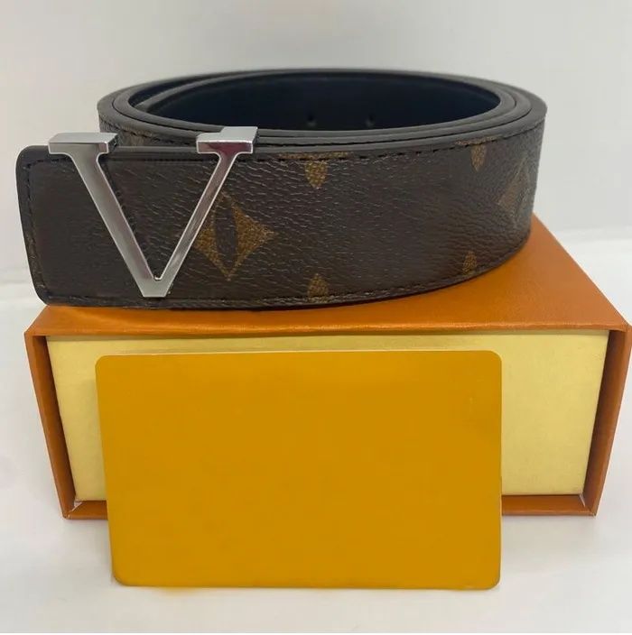 Casual mens belt Fashion Mens belt womens designer belt Daily business leather belts Metal smooth buckle ceinture Size 100cm-125cm optional Box With Box - 5 of 7