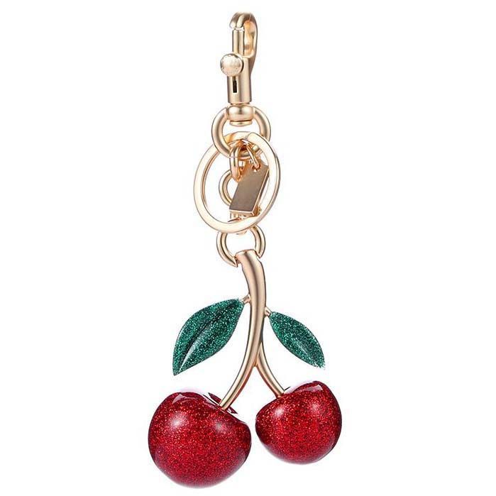 Little Charm, Big Smile Charm Women Key Rings keychain with box Retro-Cool Cherry In Glittery Resin Clip it To Favorite f Keys For Refreshing Style key chain Lanyards - 3 of 8