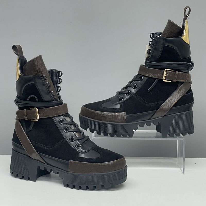 EU42 Designer Women Boots Winter Martin Boots Classic New Low High Heels Boots Vintage Print High QualityAnkle Boots Desert Boot Snow Shoes Winter Shoes 013 - 1 of 8
