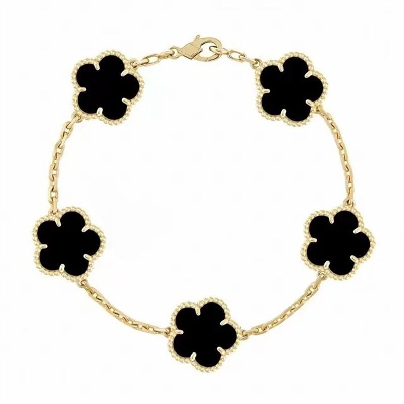 Luxury 4 Four Clover Necklace Luxury Designer Jewelry Set Pendant Necklaces Bracelet Stud Earring Women Christm Valentine's Day Birthday Gift Gold Flower Necklace - 9 of 9