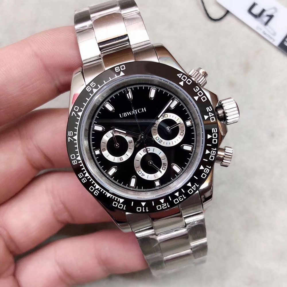 Quality Watch ST9 Steel All Subdials Working 40mm Automatic 3866 Mechanical Movement Sapphire Glass Mens Ceramic Bezel Silver Dial Watches - 7 of 8