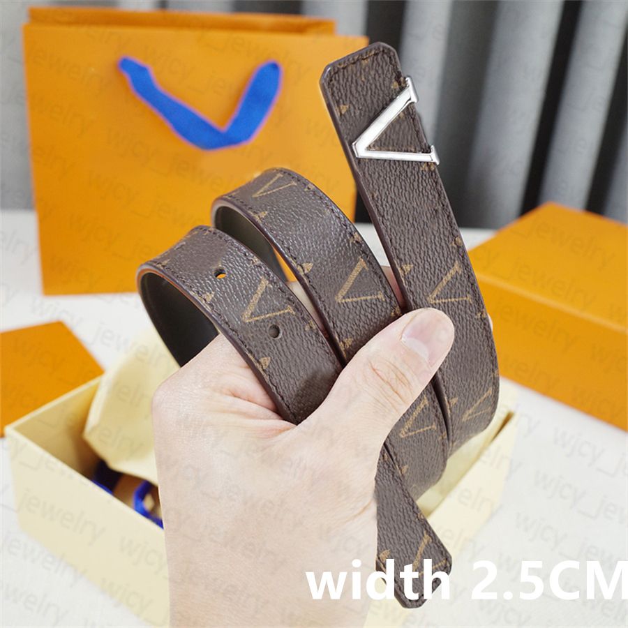 Real Leather Designer Belt Woman Belts Man Smooth Buckle Width 2.5cm & 4.0cm Cowskin Classic Golden Silver Color Letters Design - 5 of 8