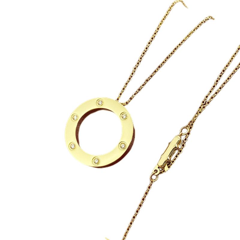 Luxury Designer Necklace Diamond Screw Love Necklaces For Men Cool Aesthetic Double Hoop Cjeweler Chains Mens Woman Pendant Necklaces Ladies Jewelry Gold Necklace - 4 of 9