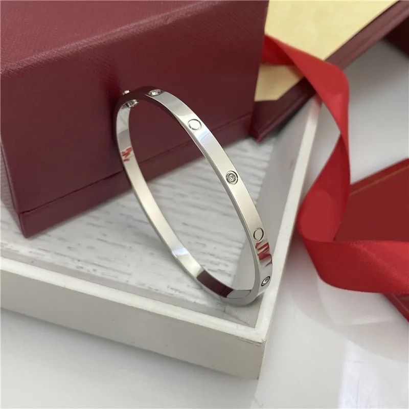 4mm 6mm love Bangles ring Titanium Steel Bracelet with ZC Stone Screwdriver C Bracelets for Women Men Lover with Gift Box DUST BAG S12103 - 5 of 6