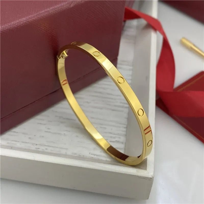 4mm 6mm love Bangles ring Titanium Steel Bracelet with ZC Stone Screwdriver C Bracelets for Women Men Lover with Gift Box DUST BAG S12103 - 2 of 6