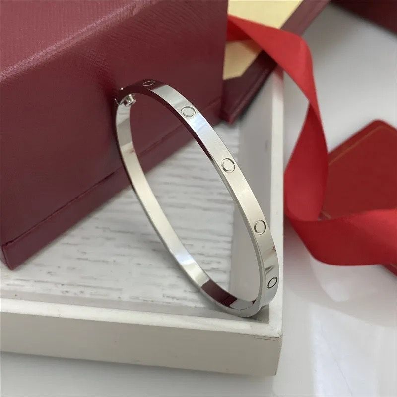 4mm 6mm love Bangles ring Titanium Steel Bracelet with ZC Stone Screwdriver C Bracelets for Women Men Lover with Gift Box DUST BAG S12103 - 3 of 6