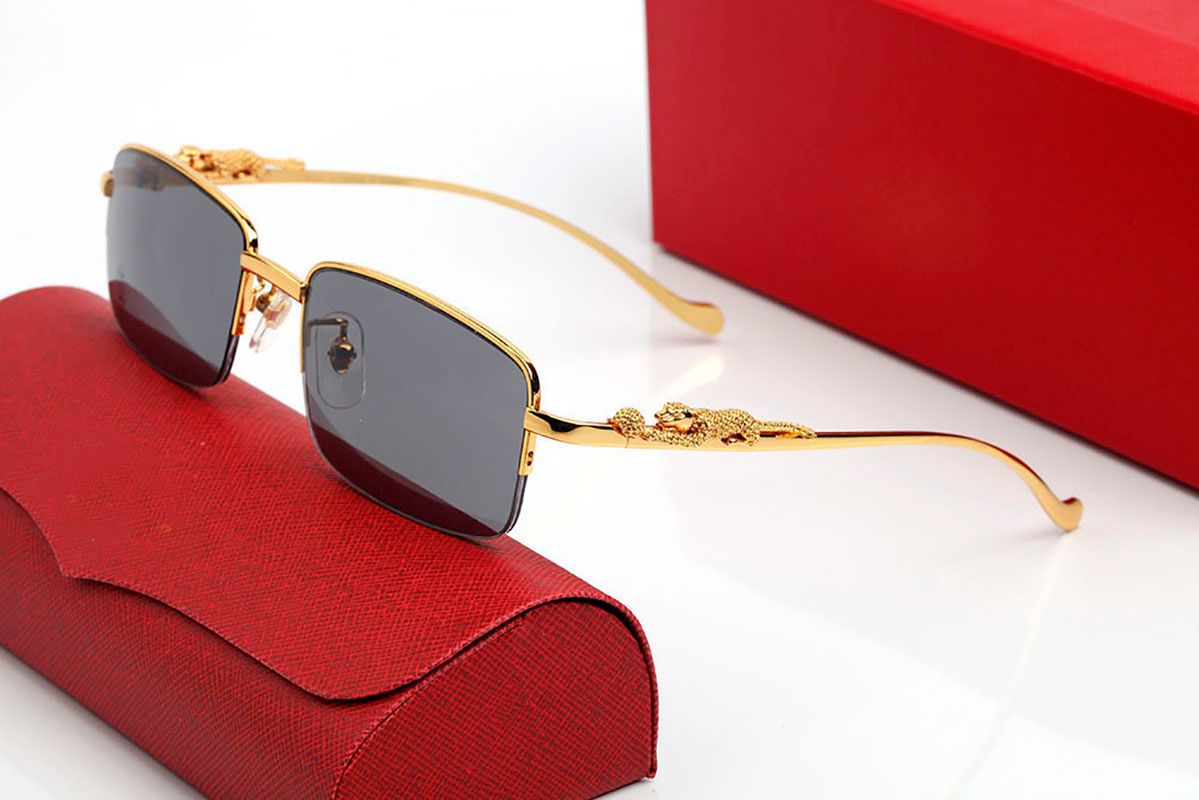 Fashion Designer Sunglasses For Women Vintage Mens Buffalo Horn Glasses Panther Gold Silver Metal Legs Rimless Sunglass Mens Travel Tour Eyeglasses Lunettes gafas - 8 of 9