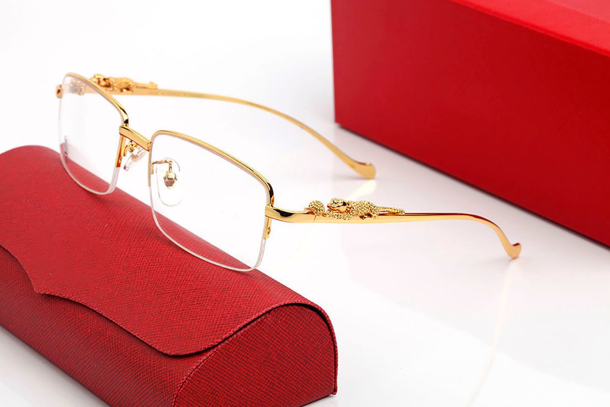 Fashion Designer Sunglasses For Women Vintage Mens Buffalo Horn Glasses Panther Gold Silver Metal Legs Rimless Sunglass Mens Travel Tour Eyeglasses Lunettes gafas - 7 of 9