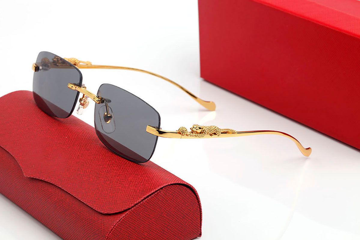 Fashion Designer Sunglasses For Women Vintage Mens Buffalo Horn Glasses Panther Gold Silver Metal Legs Rimless Sunglass Mens Travel Tour Eyeglasses Lunettes gafas - 4 of 9