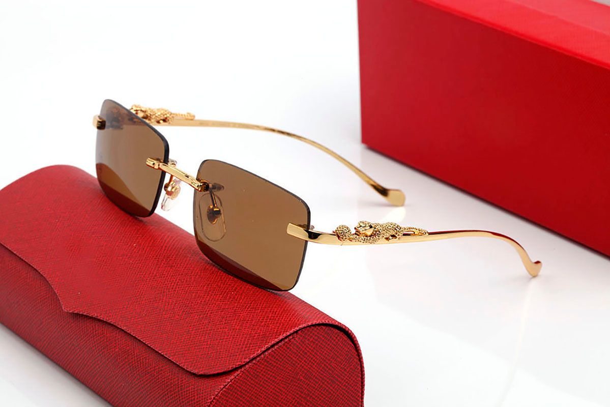 Fashion Designer Sunglasses For Women Vintage Mens Buffalo Horn Glasses Panther Gold Silver Metal Legs Rimless Sunglass Mens Travel Tour Eyeglasses Lunettes gafas - 3 of 9