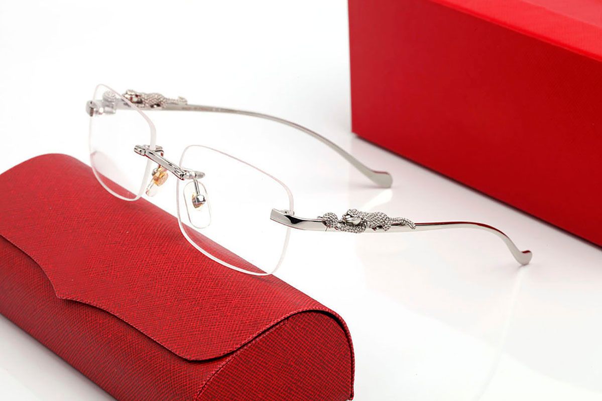 Fashion Designer Sunglasses For Women Vintage Mens Buffalo Horn Glasses Panther Gold Silver Metal Legs Rimless Sunglass Mens Travel Tour Eyeglasses Lunettes gafas - 5 of 9