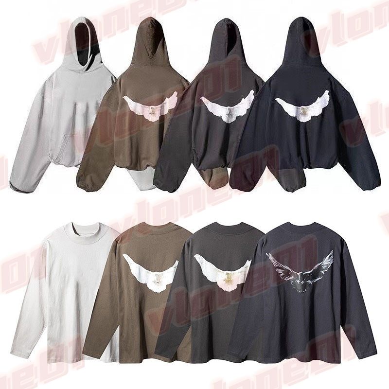 Mens Hoodies Man Women Designer White Dove Pattern Print Long Sleeve Hoodie Designers Womens Street Style Hip Hop Sweatshirt Size S-XL - 2 of 9
