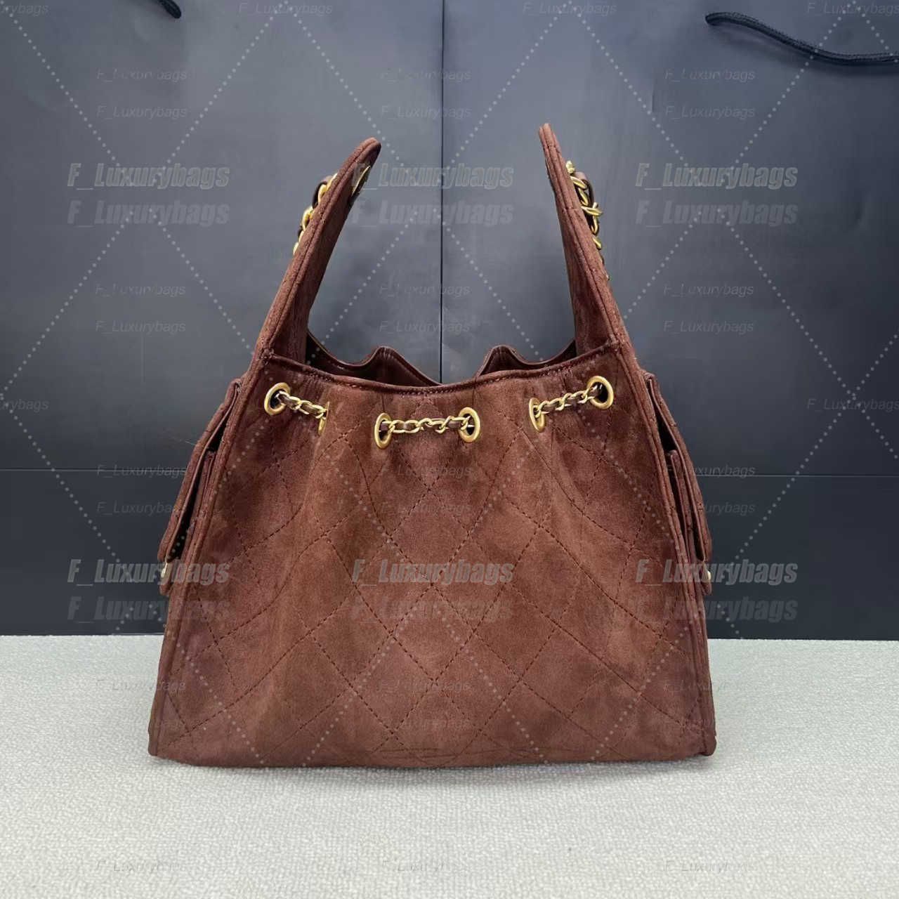 Evening Bags Shoulder Bags Designer shoulder diamond check long chain fashion bucket crossbody bag Big homeless person 25 suede leather grey casual luxury brand - 2 of 8