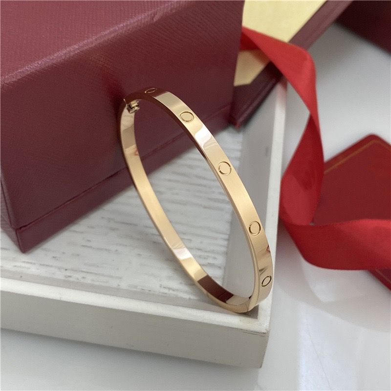4MM Screw narrow Designer Jewelry Classic Gold Bangle 18K Gold Plated Titanium Steel Diamond for Women Men Bracelets Silver luxury Jewelry Designers 16 to 19 size - 4 of 6