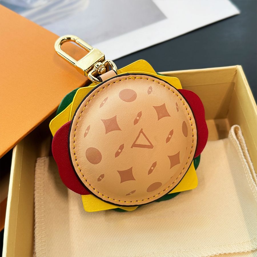 Keychain Designer Burger Donut Lanyard Characters Keychain Fashion Chocolate Floral Pattern Handmade Leather Hanging Rope Men Keychain Women Headphone Keychain - 2 of 7