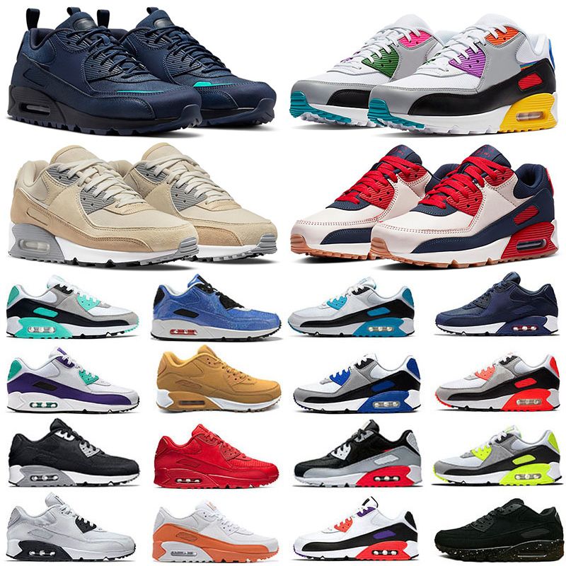 Designer 90 Running Shoes Men Women Fashion Shoes Leather Mesh Triple Black White Red Blue Light Smoke Grey Sneaker Trainers Outdoor Sports Tennis Eur 36-45 - 2 of 9