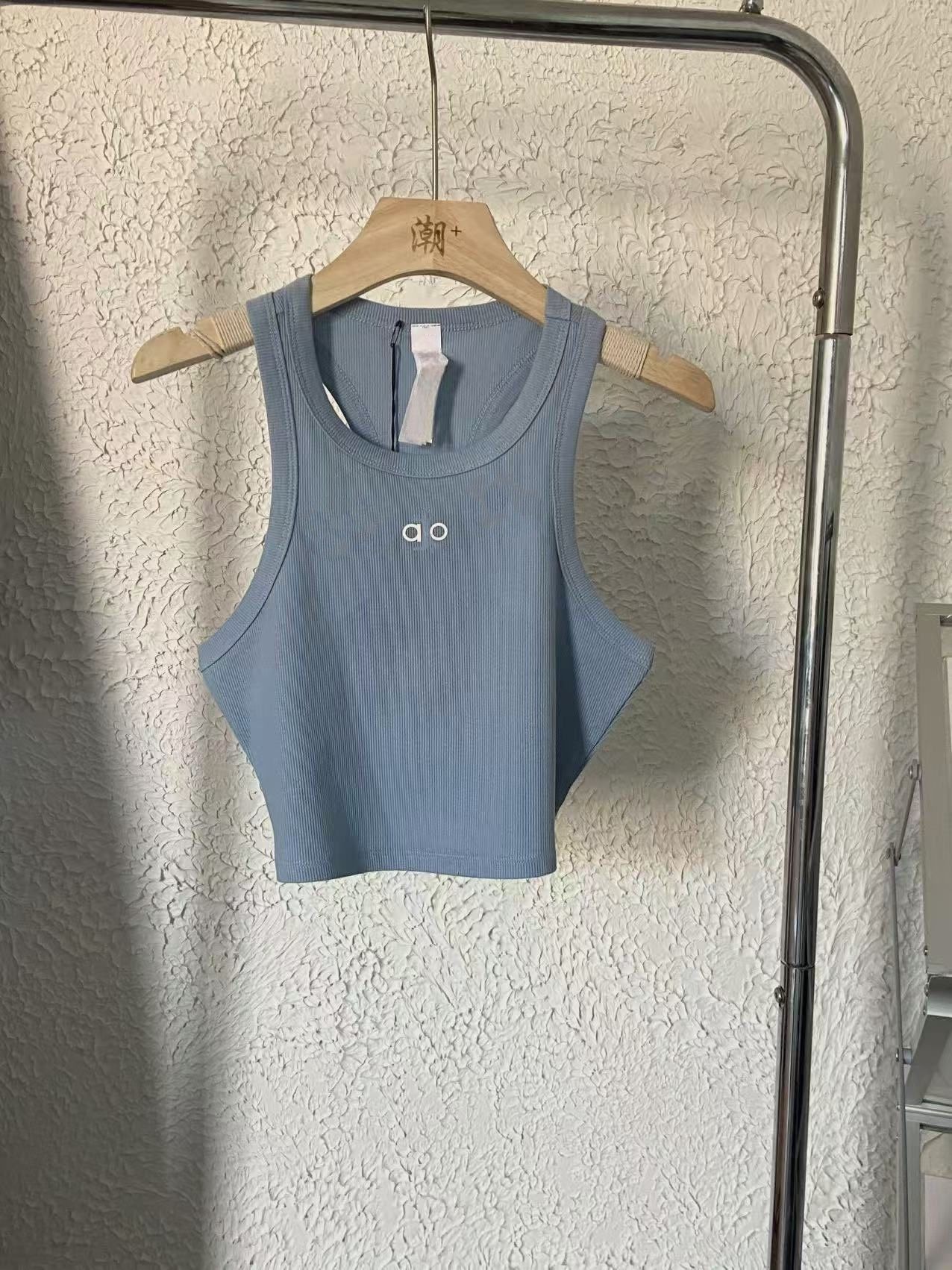 Women Ribbed Crop Tank Top Knit Embroidery Letter Sleeveless U Neck Casual Sports Vest For Yoga Fitness Daily Summer Outfit - 5 of 8
