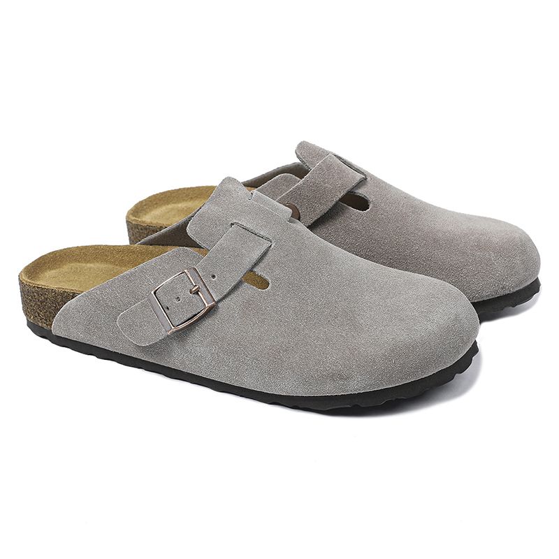 free shipping with box designer slippers men women clogs suede leather mules mens stylish slides outdoor comfortable sandals black brown sand grey shoes - 5 of 9