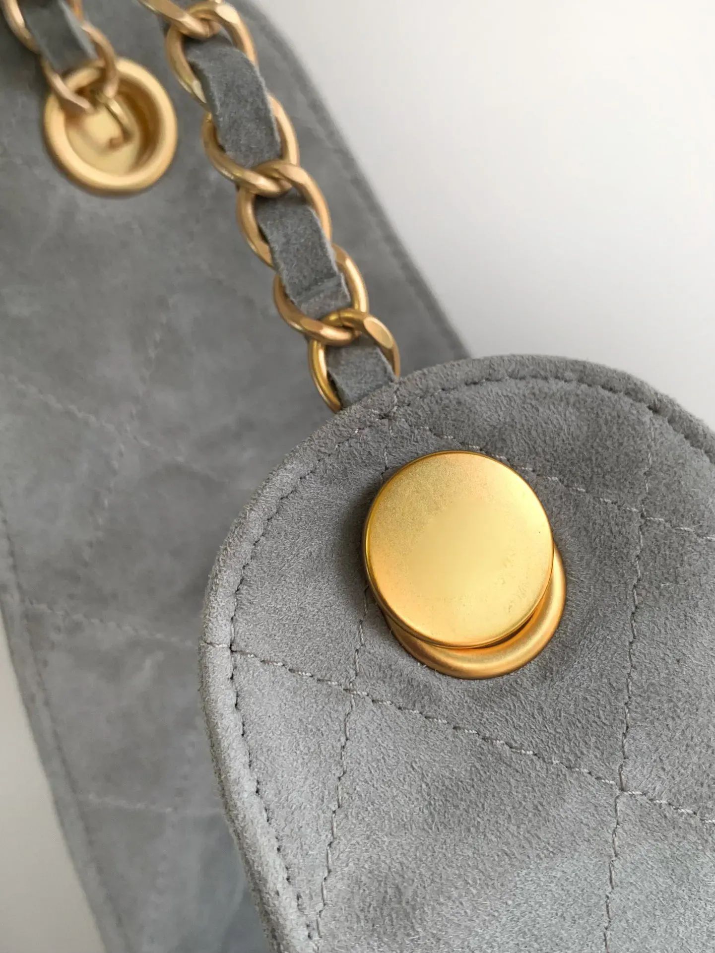 Designer Bag String Bucket Tote bag Large Suede Leather Gray Casual Long Chain Crossbody Fashion with box - 7 of 8
