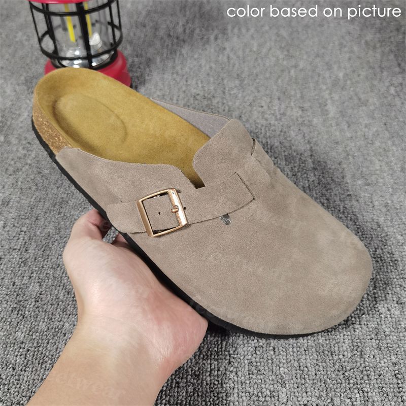 Designer Slides Slippers for Men Boston clog sandals Arizona Soft footbed Suede Sandals Summer Beach Flats Slipper chestnut Big Buckle Shearling Womens Mens Shoes - 3 of 8