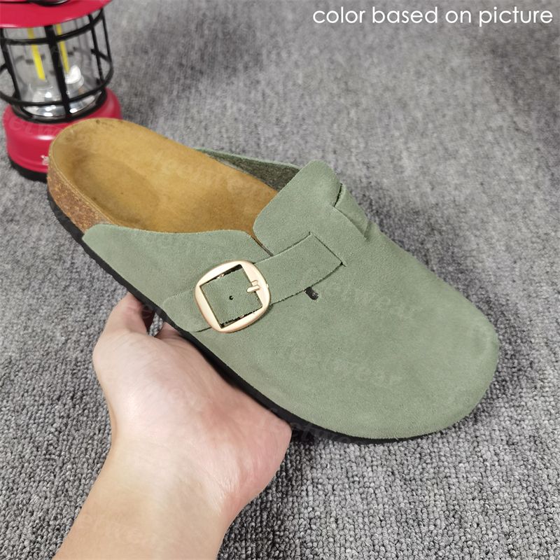 Designer Slides Slippers for Men Boston clog sandals Arizona Soft footbed Suede Sandals Summer Beach Flats Slipper chestnut Big Buckle Shearling Womens Mens Shoes - 5 of 8