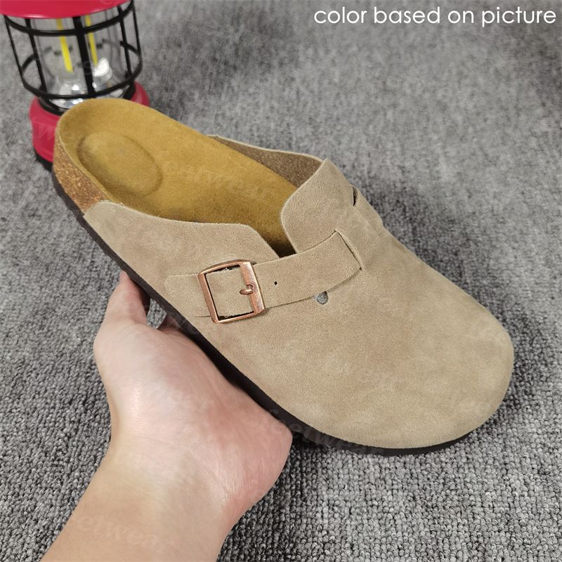 Designer Slides Slippers for Men Boston clog sandals Arizona Soft footbed Suede Sandals Summer Beach Flats Slipper chestnut Big Buckle Shearling Womens Mens Shoes - 2 of 8